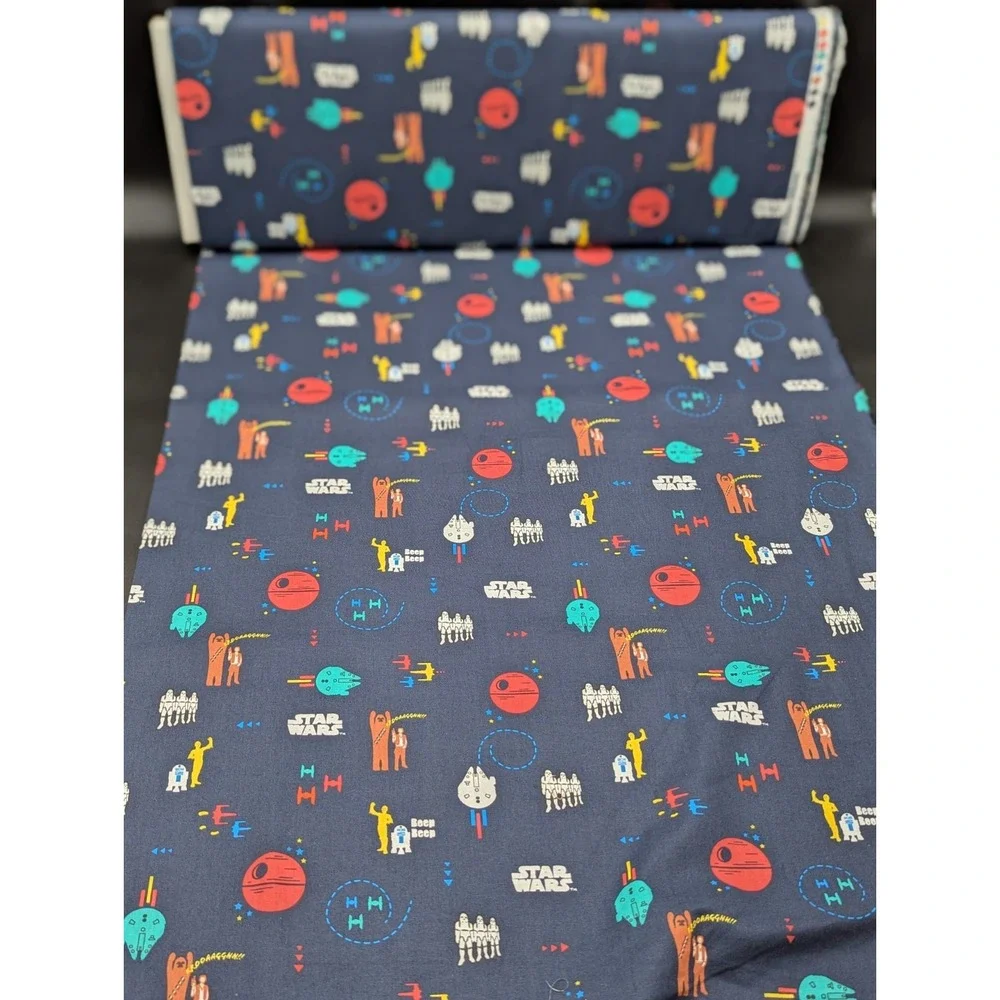 9 Yard Lot Star Wars Theme Navy Blue Cotton JOANN Fabric Material - 44 in Wide